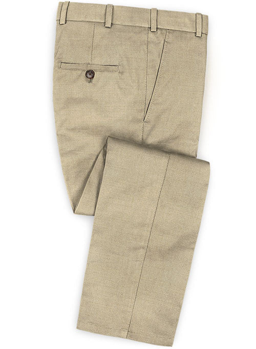 Lux Beige Cotton Wool Stretch Pants - StudioSuits