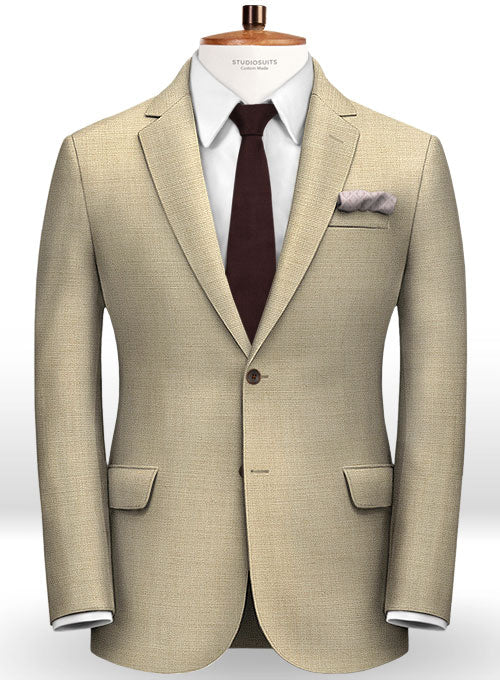 Lux Beige Cotton Wool Stretch Suit - StudioSuits