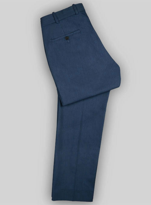 Madison Euro Blue Cotton Pants - StudioSuits