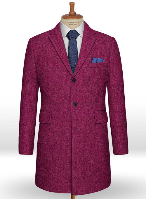 Melange Bubble Pink Tweed Overcoat - StudioSuits