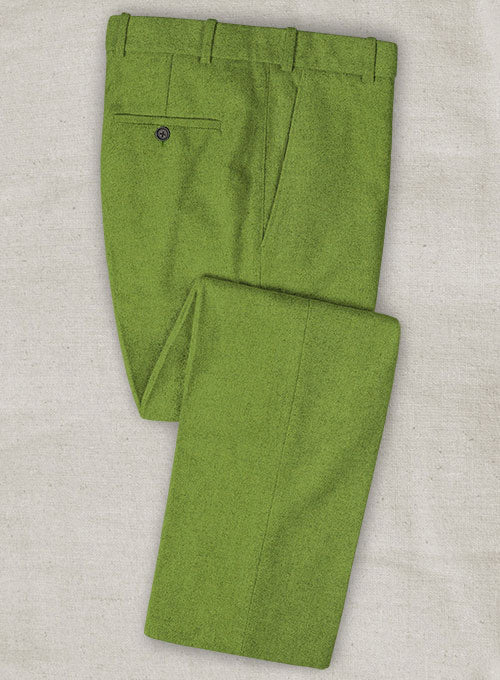 Melange Parrot Green Tweed Pants - StudioSuits
