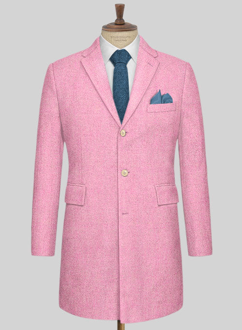 Melange Spring Pink Tweed Overcoat - StudioSuits