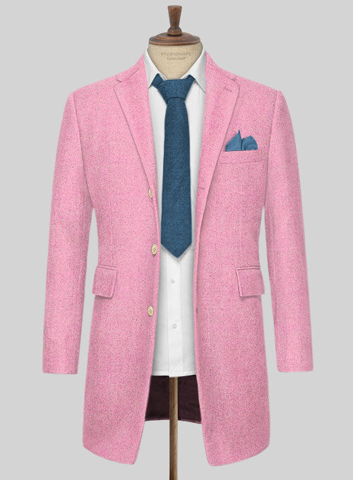 Melange Spring Pink Tweed Overcoat - StudioSuits
