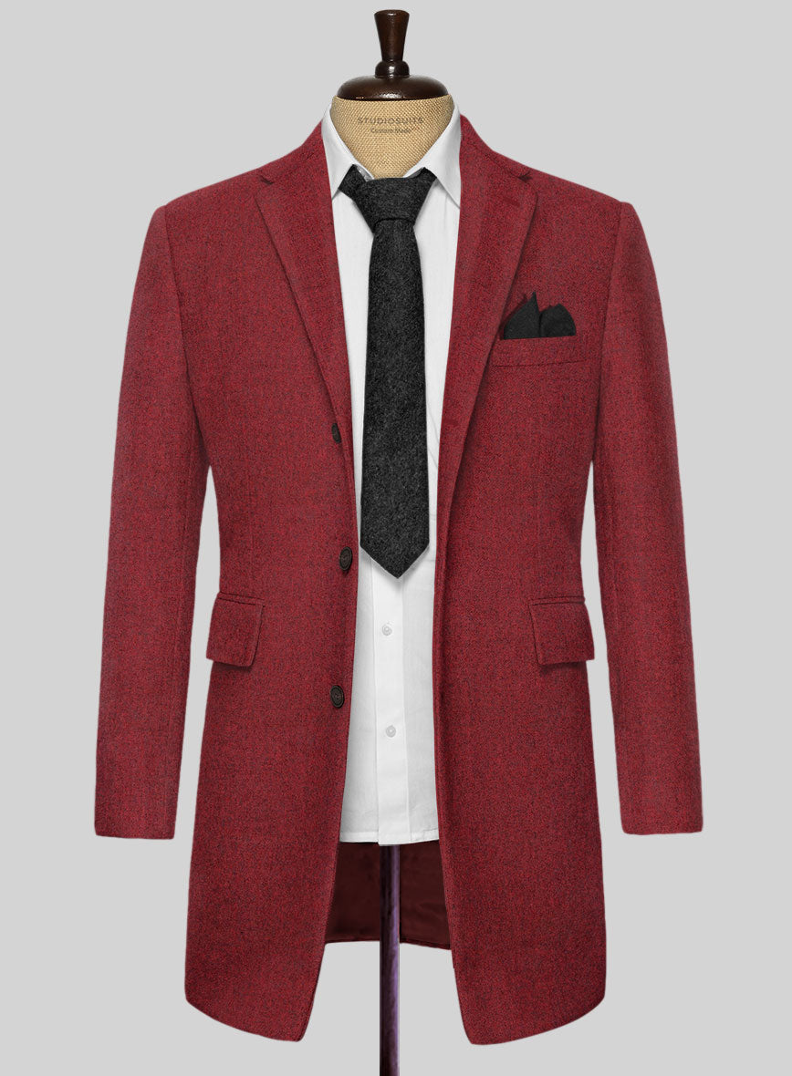 Melange Titan Red Tweed Overcoat - StudioSuits