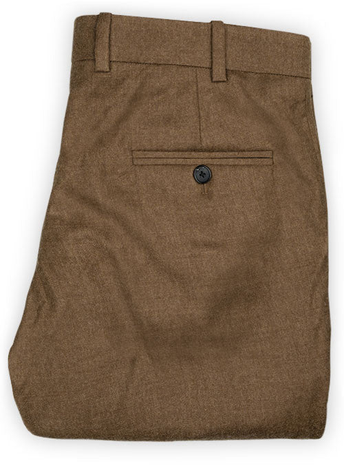 Mid Brown Flannel Wool Pants - StudioSuits