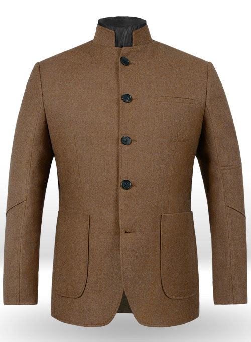 Mid Brown Flannel Wool Breezer Style Jacket - StudioSuits