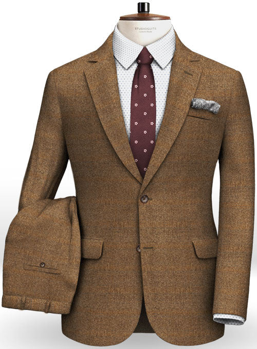Milan Brown Feather Tweed Suit - StudioSuits