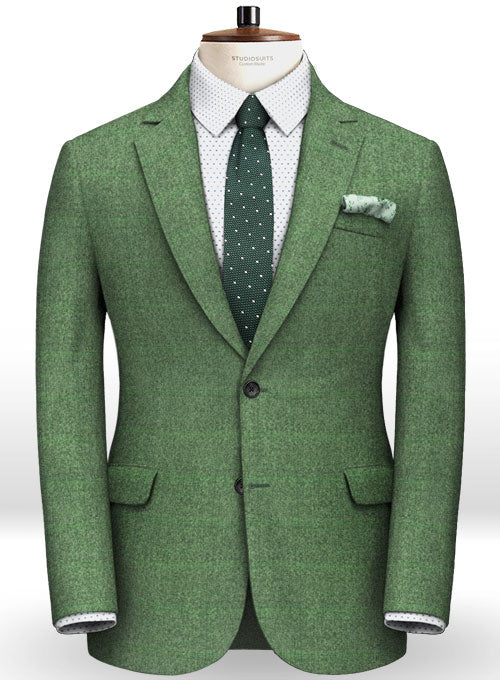 Milan Green Feather Tweed Jacket - StudioSuits