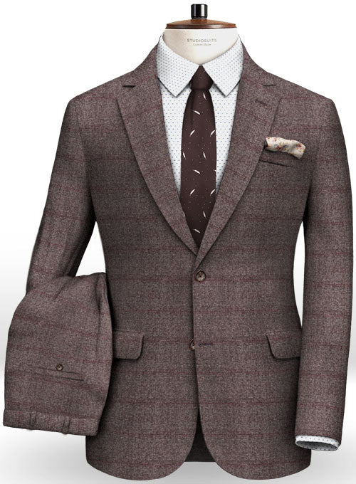 Milan Wine Feather Tweed Suit - StudioSuits