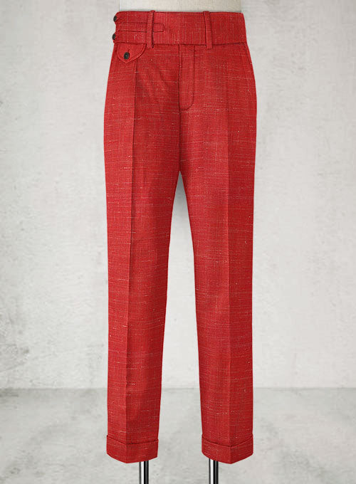 Mystic Red Double Gurkha Wool Trousers - StudioSuits