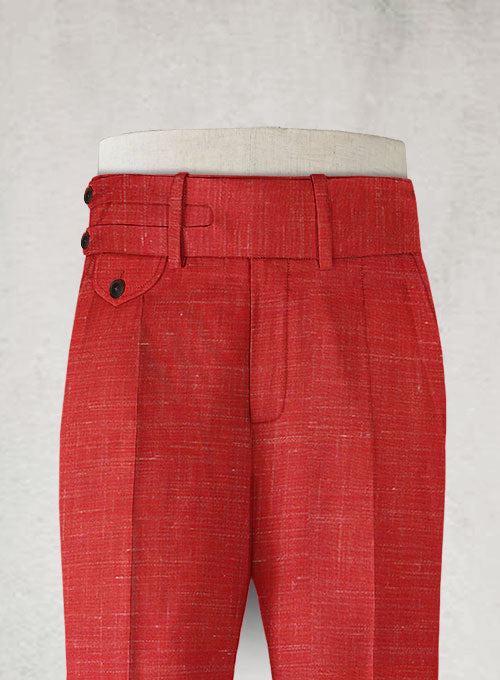 Mystic Red Double Gurkha Wool Trousers - StudioSuits