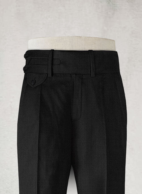 Napolean Black Double Gurkha Wool Trousers - StudioSuits