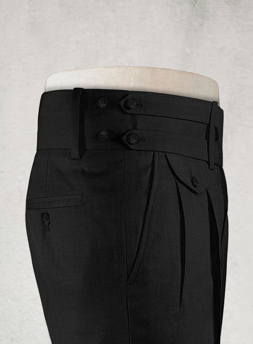 Napolean Black Double Gurkha Wool Trousers - StudioSuits