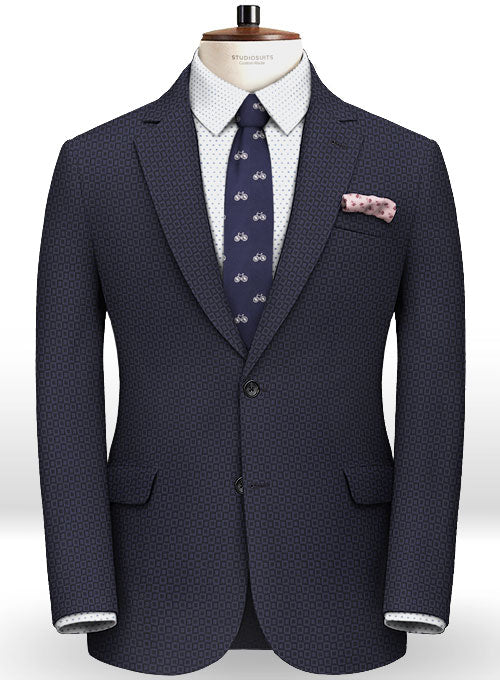 Napolean Blue Checks Couture Wool Suit - StudioSuits