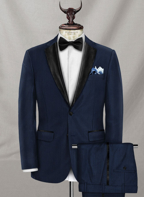 Napolean Bold Blue Wool Tuxedo Suit - StudioSuits