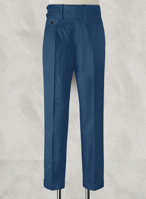 Napolean Casa Blue Double Gurkha Wool Trousers - StudioSuits