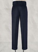 Napolean Dark Blue Double Gurkha Wool Trousers - StudioSuits