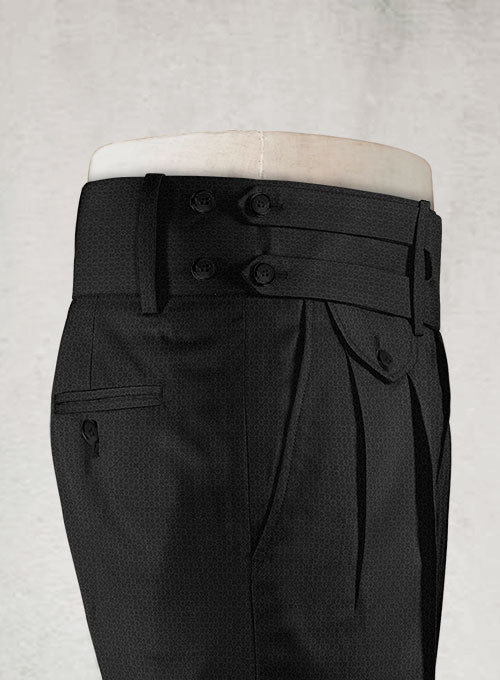 Napolean Fina Black Double Gurkha Wool Trousers - StudioSuits