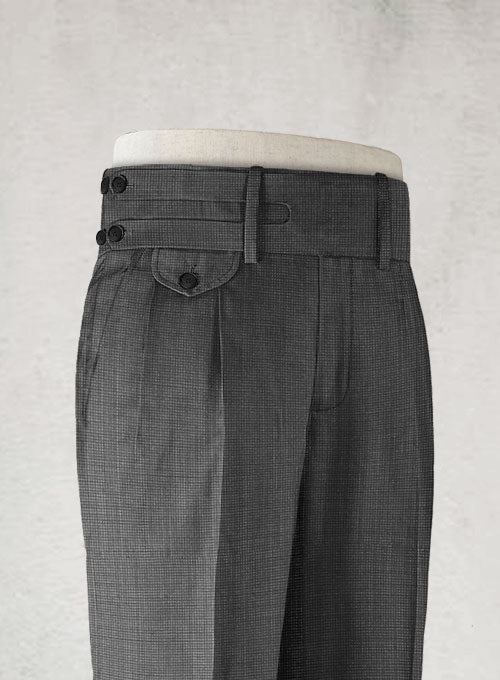 Napolean Gray Pinhead Double Gurkha Wool Trousers - StudioSuits