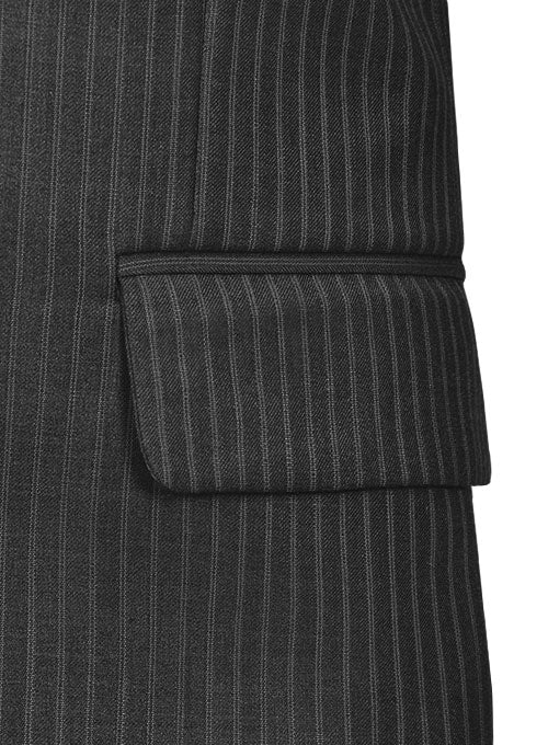 Napolean Gray Stripes Wool Jacket - StudioSuits