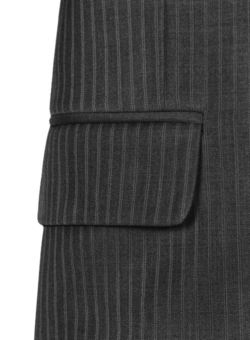 Napolean Gray Stripes Wool Jacket - StudioSuits
