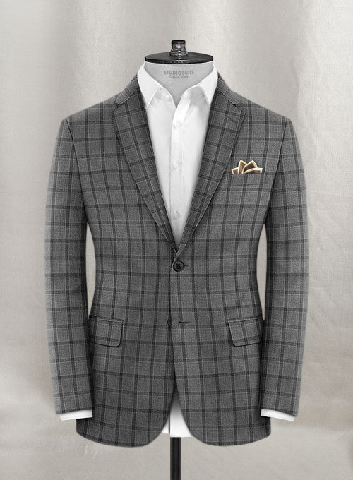 Napolean Tartan Gray Wool Suit - StudioSuits