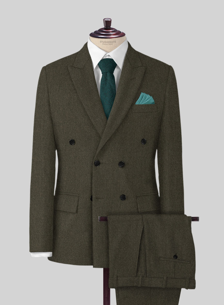 Naples Army Green Tweed Suit - StudioSuits