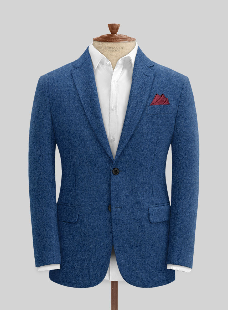 Naples Cobalt Blue Tweed Jacket - StudioSuits