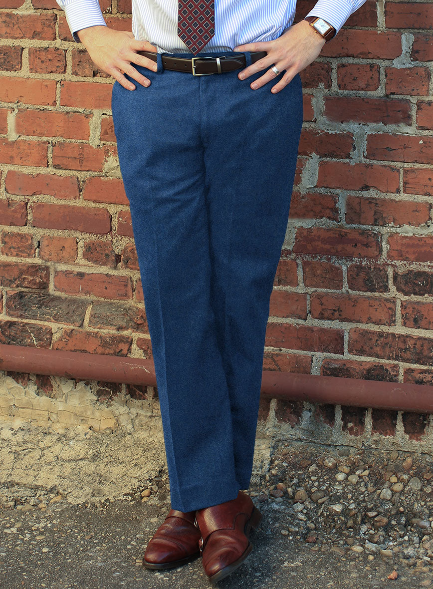 Naples Cobalt Blue Tweed Pants - StudioSuits