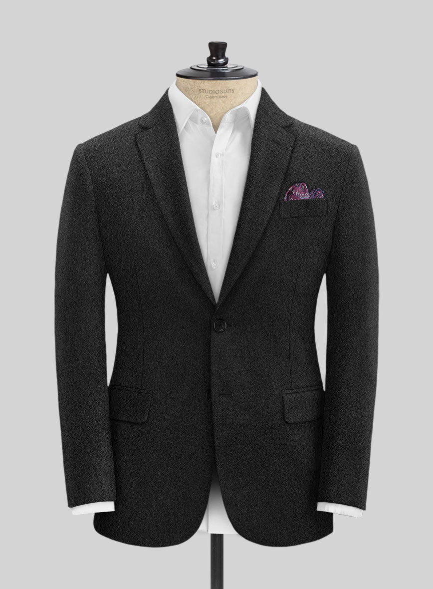 THE SUIT COMPANY 黒タグ スリーピース ダークグレー シルク混 Naples Dark Charcoal Tweed Suit – StudioSuits