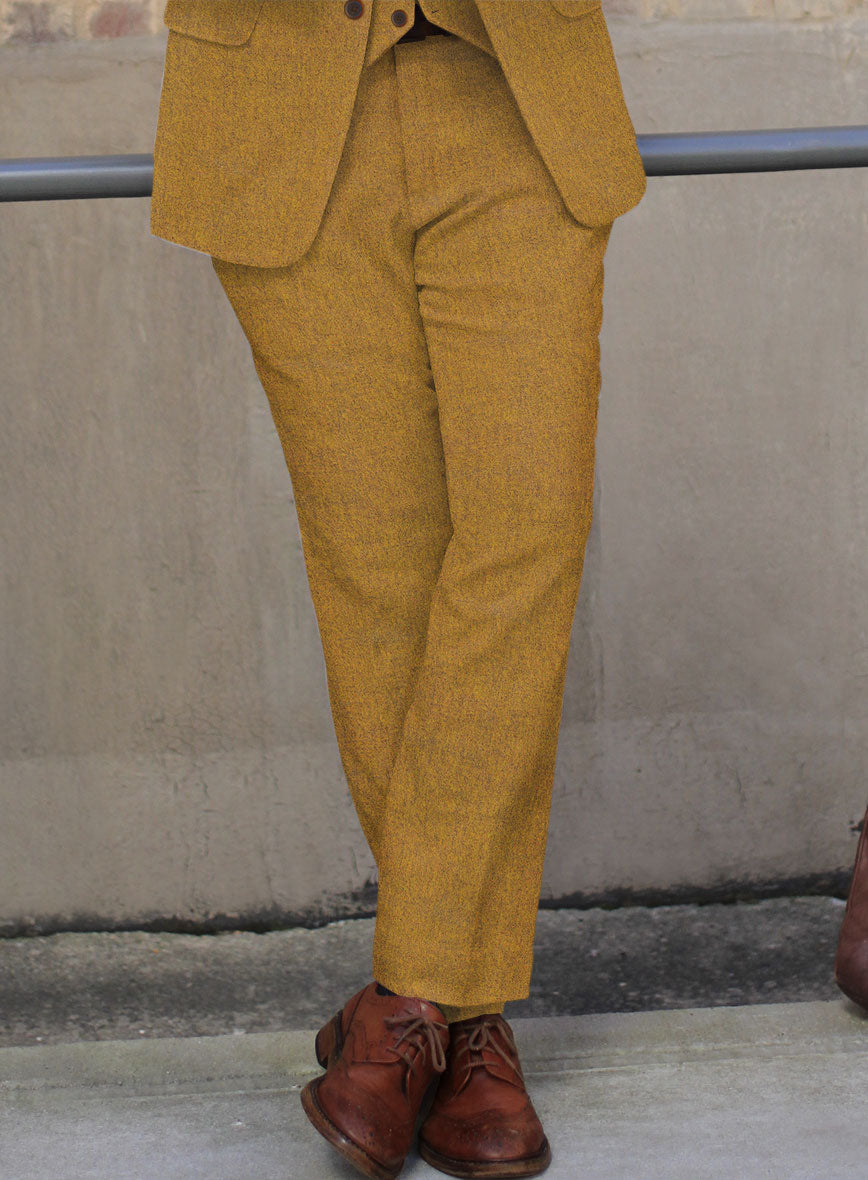 Naples English Mustard Tweed Pants - StudioSuits