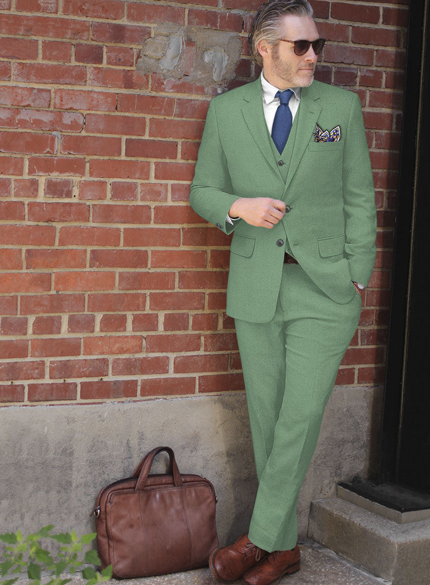 Naples Gabbana Green Tweed Suit - StudioSuits
