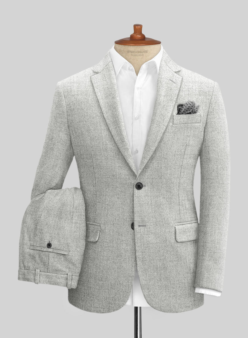 Naples Ice Gray Tweed Suit - StudioSuits