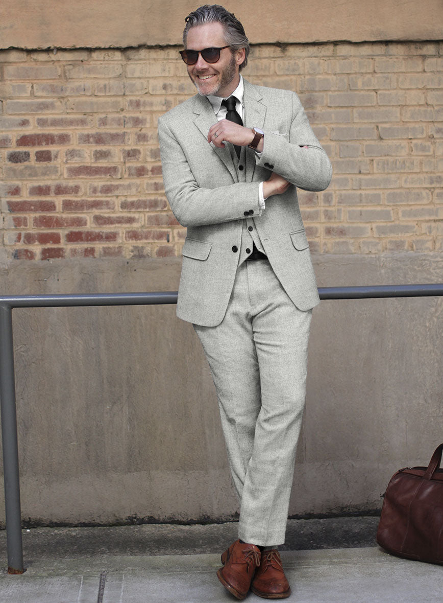 Naples Ice Gray Tweed Suit - StudioSuits