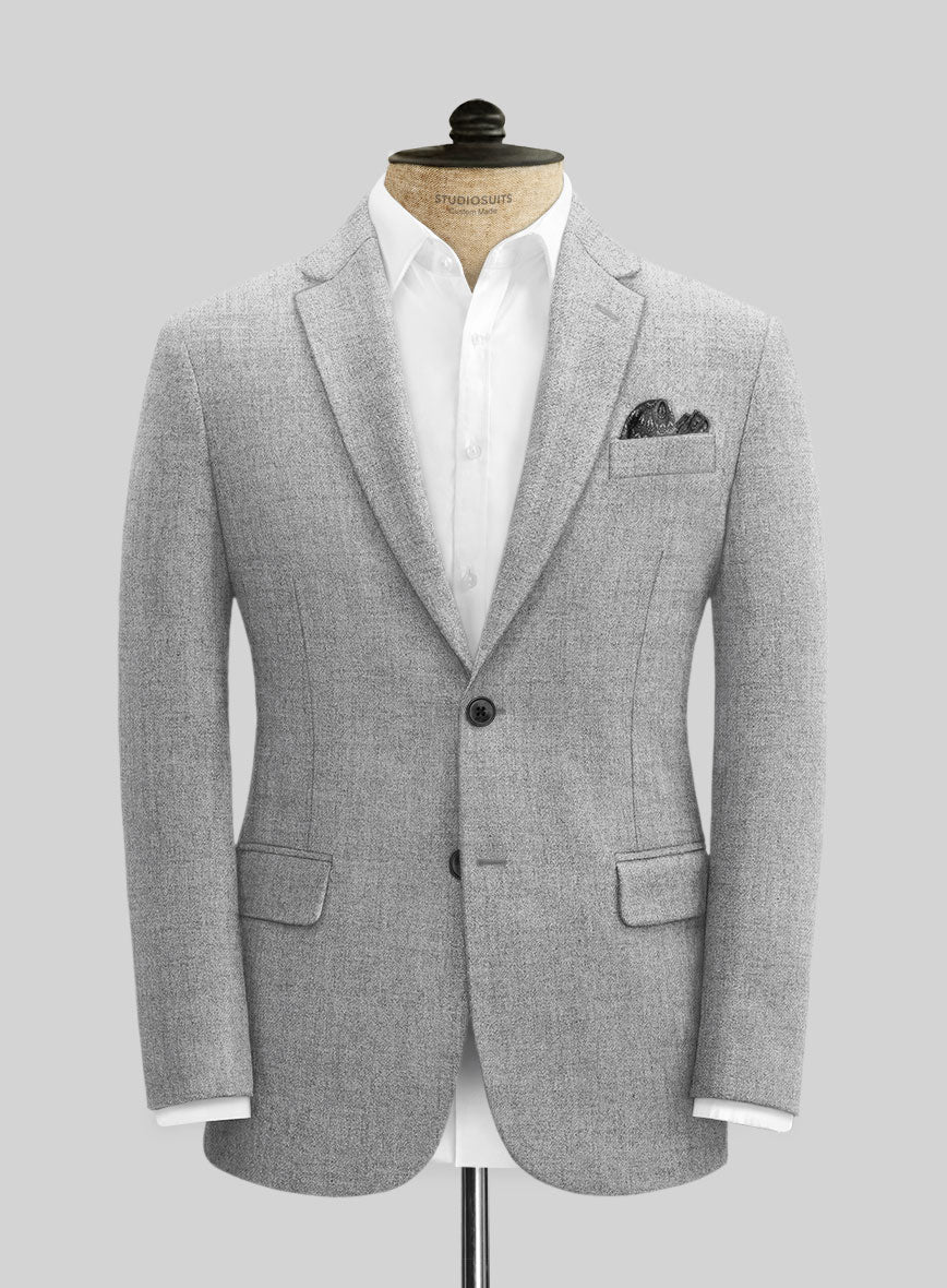 Naples Light Gray Tweed Jacket - StudioSuits