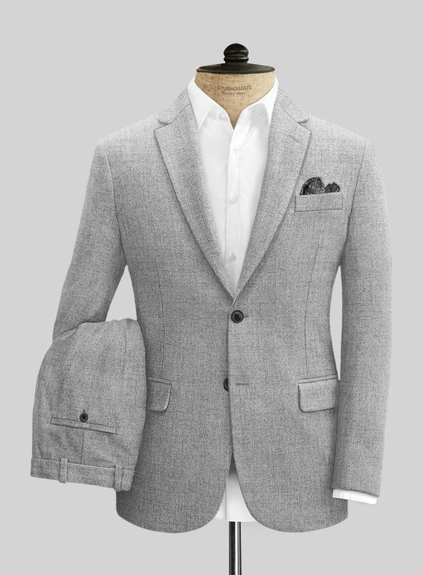 Naples Light Gray Tweed Suit - StudioSuits