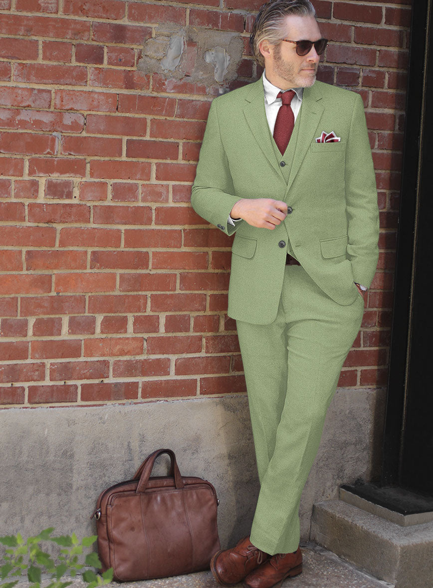 Naples Light Green Tweed Suit - StudioSuits