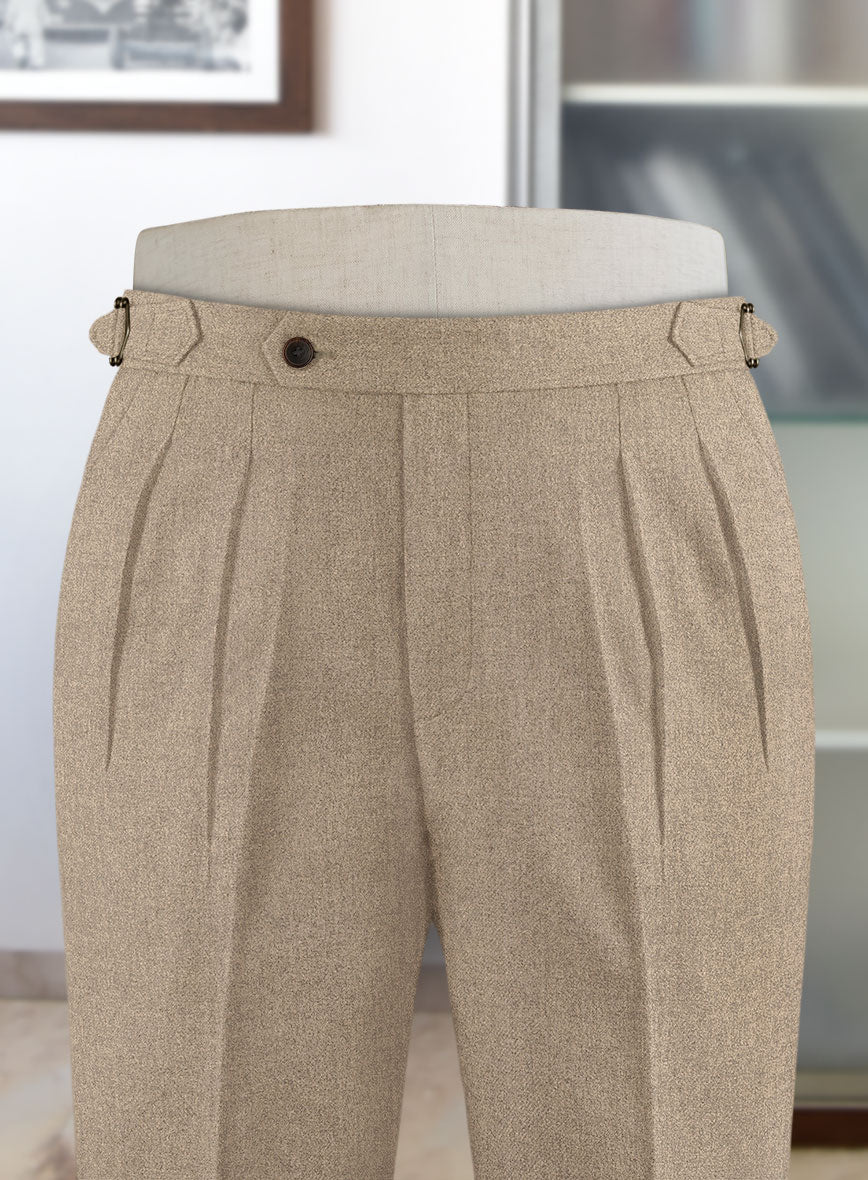 Naples Muted Beige Highland Tweed Trousers - StudioSuits