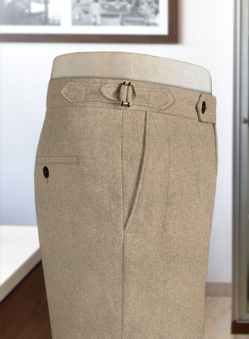 Naples Muted Beige Highland Tweed Trousers - StudioSuits