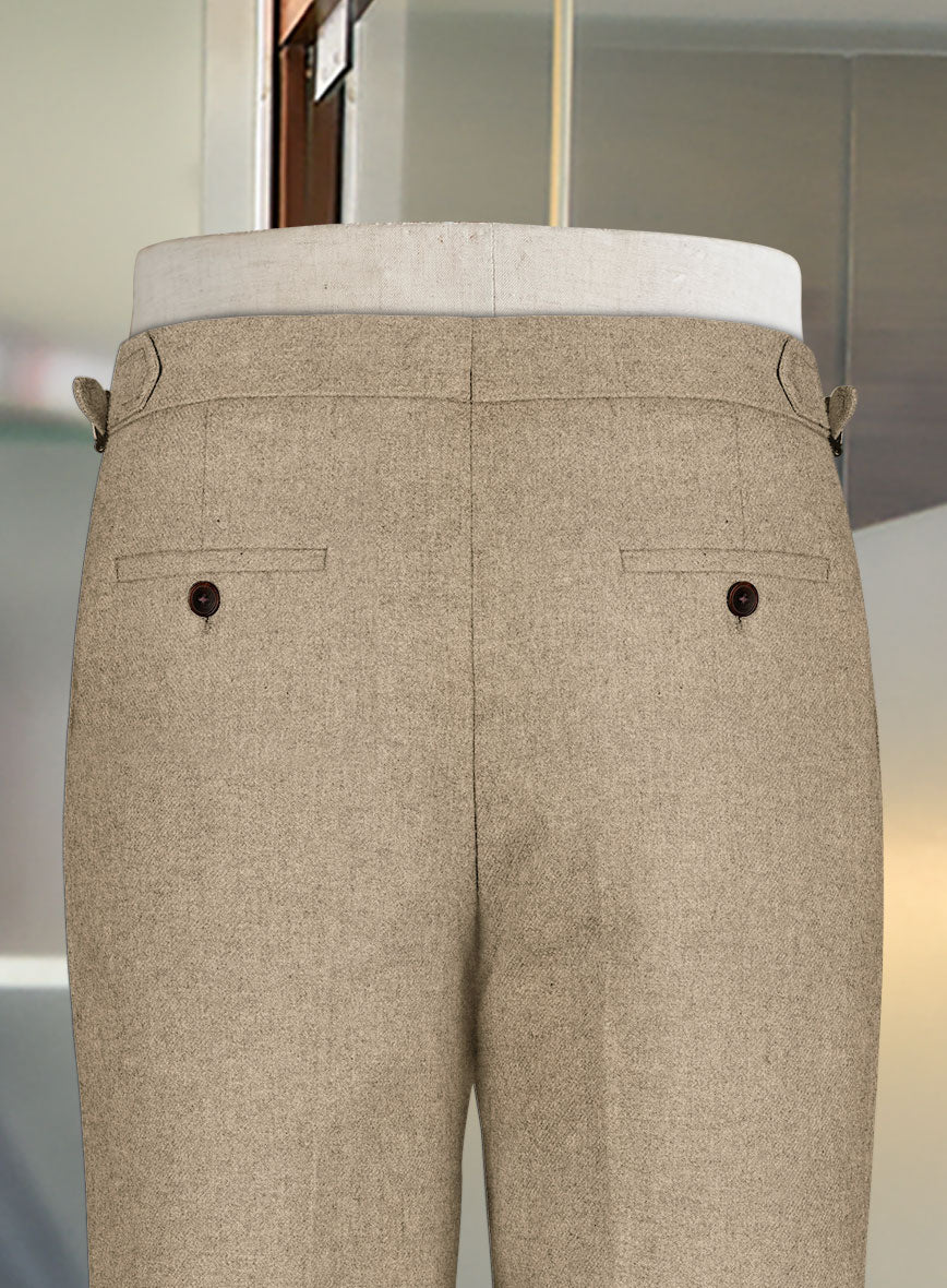 Naples Muted Beige Highland Tweed Trousers - StudioSuits
