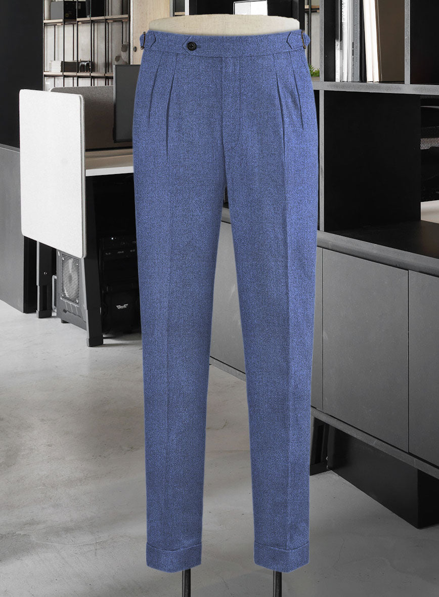 Naples Paris Blue Highland Tweed Trousers - StudioSuits