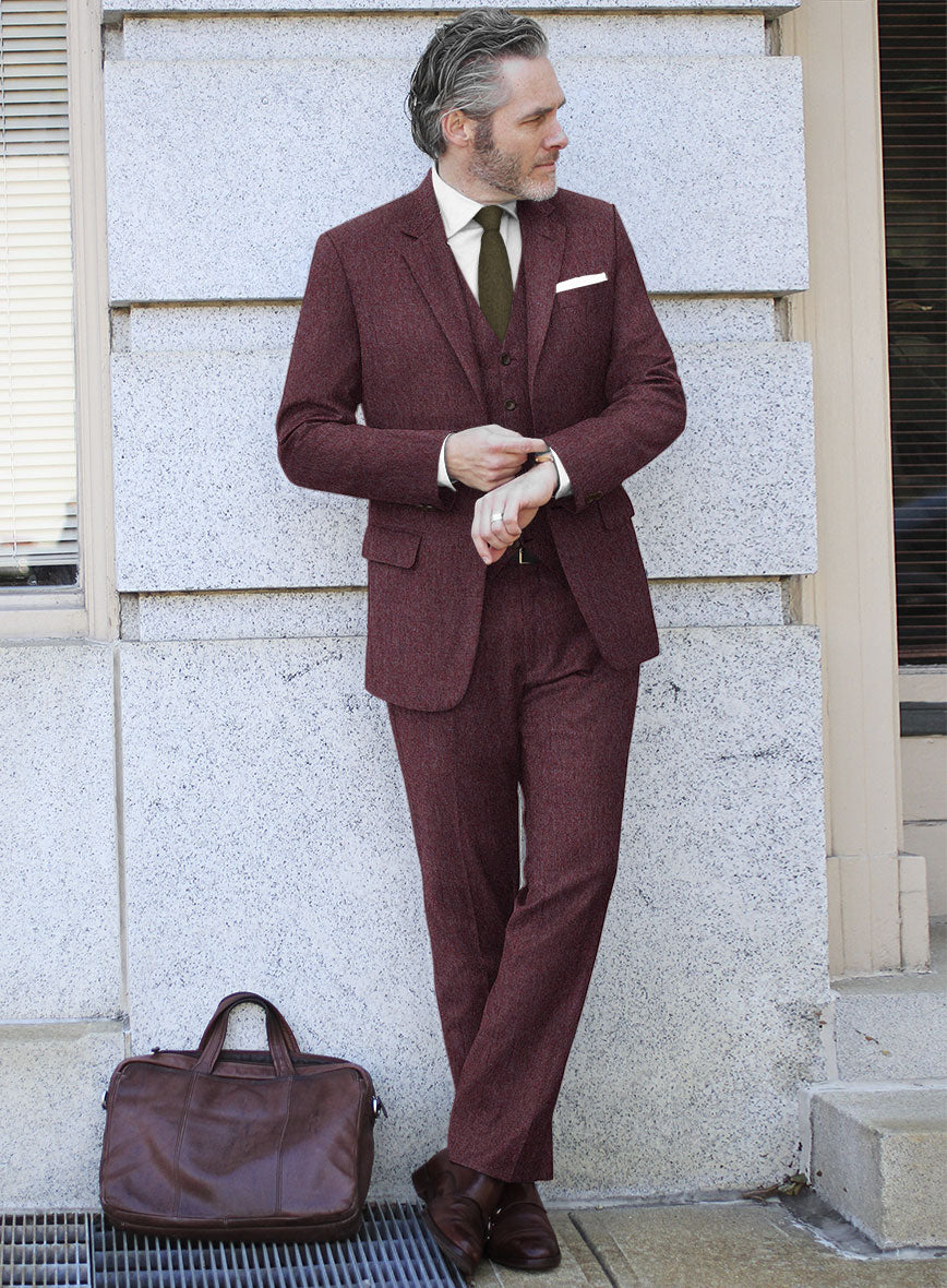 Naples Ramey Wine Tweed Suit - StudioSuits