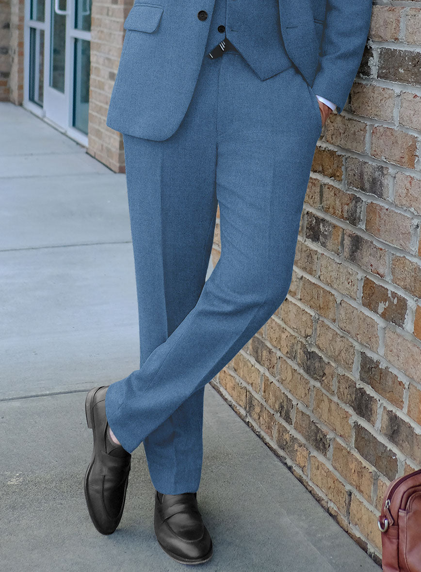 Naples Saga Blue Tweed Pants - StudioSuits