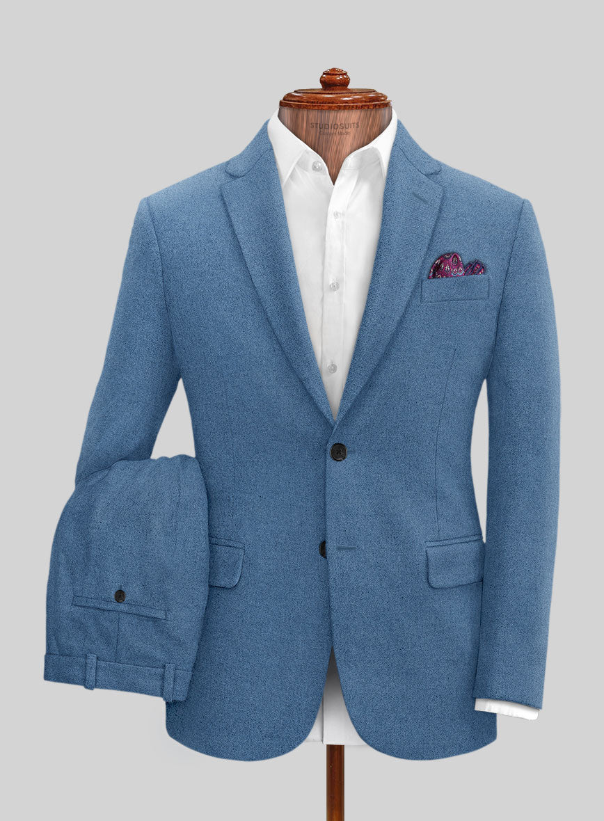 Naples Saga Blue Tweed Suit - StudioSuits