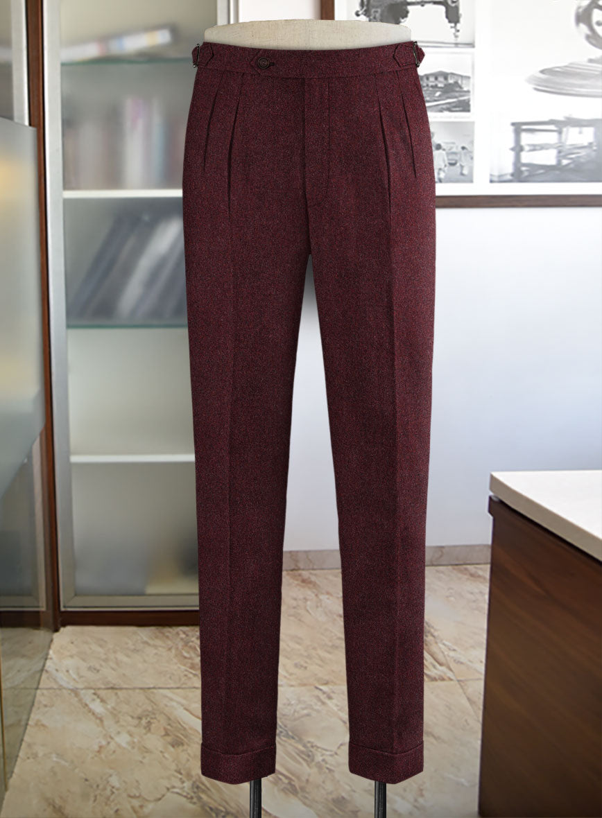 Naples Sangria Highland Tweed Trousers - StudioSuits