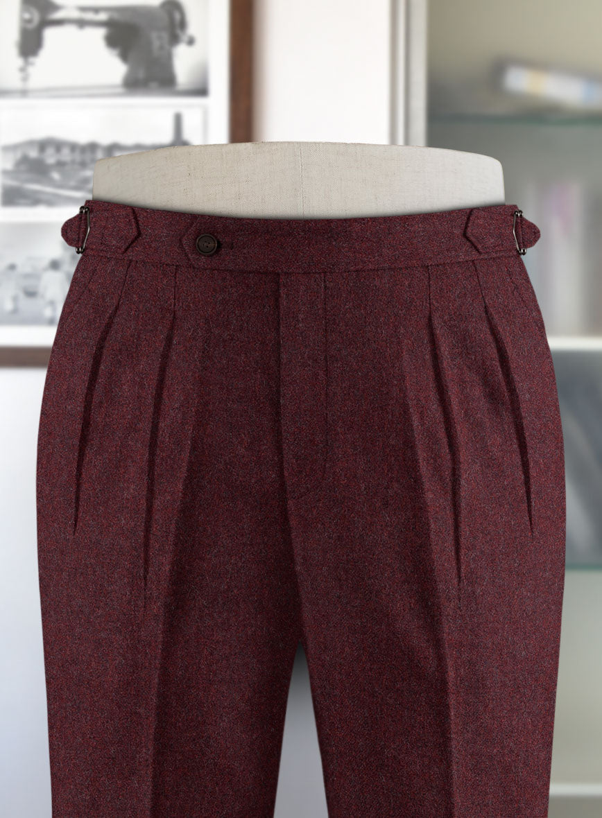 Naples Sangria Highland Tweed Trousers - StudioSuits