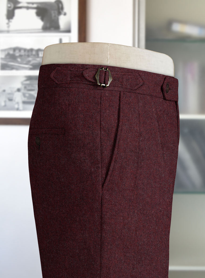 Naples Sangria Highland Tweed Trousers - StudioSuits