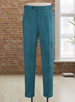 Naples Teal Blue Highland Tweed Trousers - StudioSuits