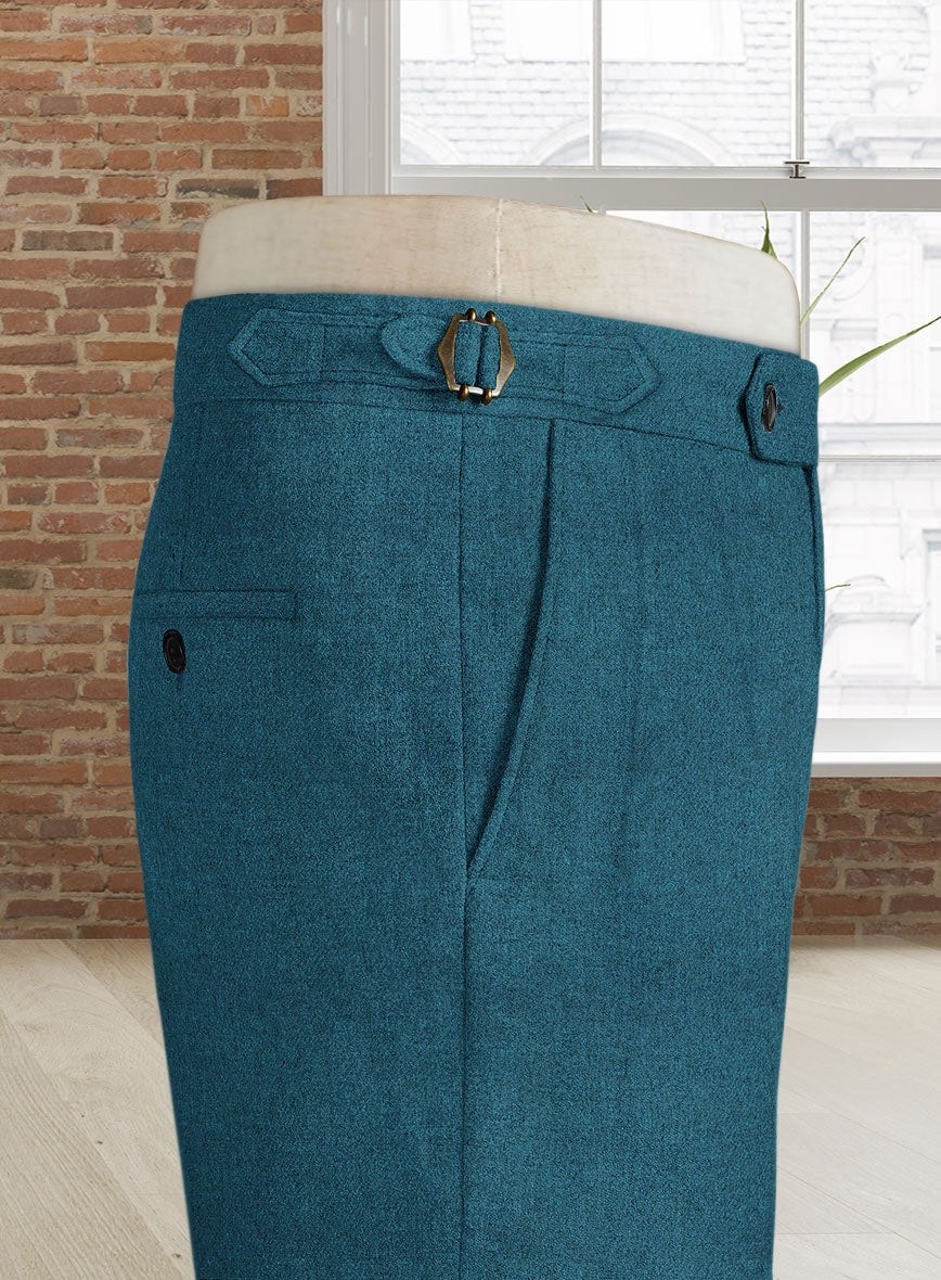 Naples Teal Blue Highland Tweed Trousers - StudioSuits