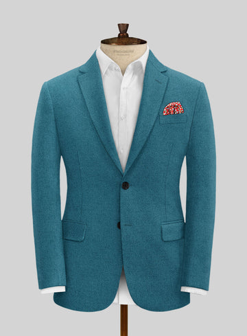 Naples Teal Blue Tweed Jacket - StudioSuits